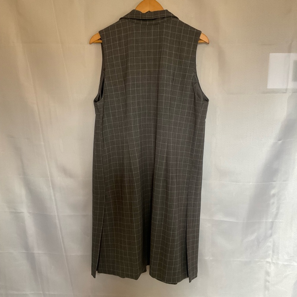 Reitmans Grid Plaid Longline Open Front Blazer Maxi Vest - Picture 4 of 6